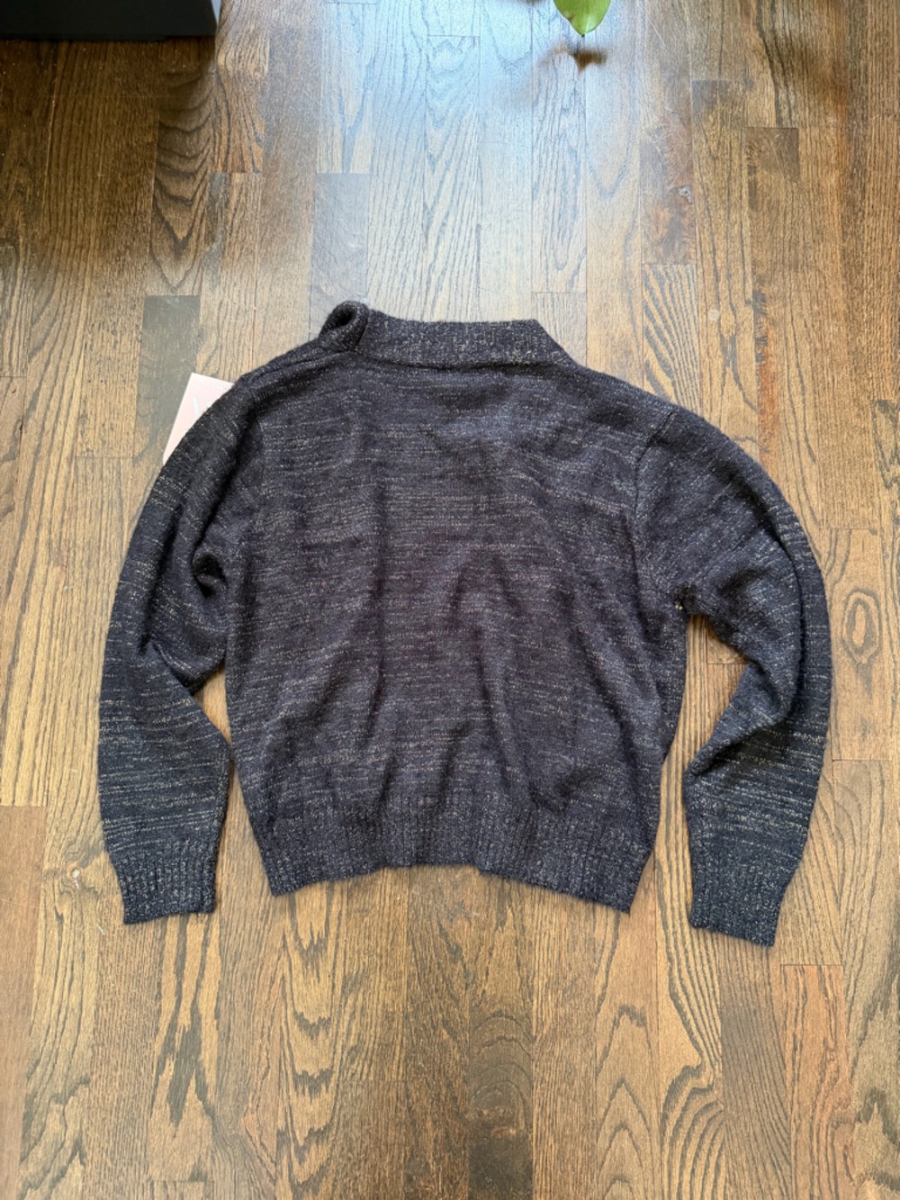 Women's Charcoal V-Neck Sweater Cardigan - Picture 2 of 6